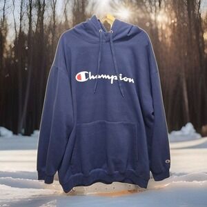 Champion Powerblend Men's Hoodie‎ Script Logo Royal Blue SZ: 3XL